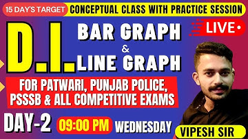 MATH | D.I. BAR GRAPH & LINE GRAPH | PATWARI 2023 EXAMS | LIVE | WEDNESDAY | 09:00 PM | VIPESH SIR