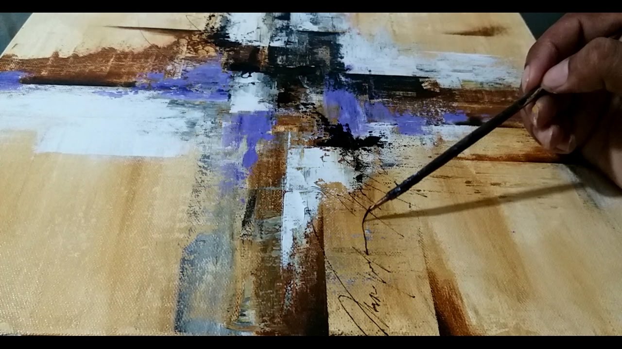 Abstract painting / Easy acrylic abstract painting DEMONSTRATION for BEGINNERS