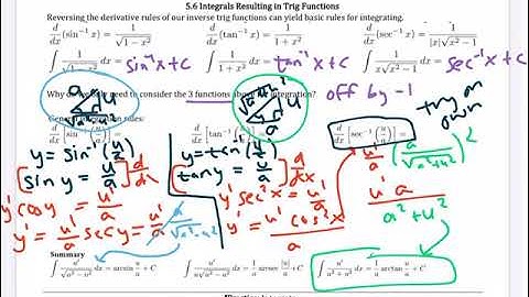 (5.6) Integrals Resulting in Inverse Trig Functions