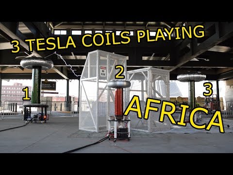 Africa "Toto" Played On Three Tesla Coils (Interesting and Nerdy)