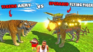 Upgrading NOOB TIGER into UNDEFEATED FLYING TIGER with SHINCHAN and CHOP in Animal Revolt Battle SIM