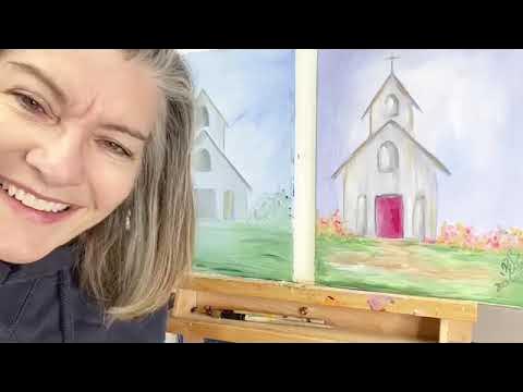 PAINTING AN ADORABLE SPRINGTIME COUNTRY CHURCH - STEP BY STEP - YouTube