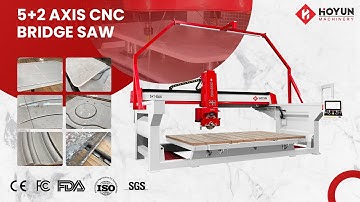 HoYun | 5 axis stone cnc bridge saw cutter machine for marble granite cutting with milling