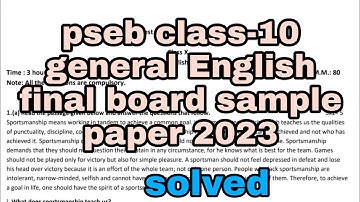 pseb class-10 General English final board paper 2023 solved