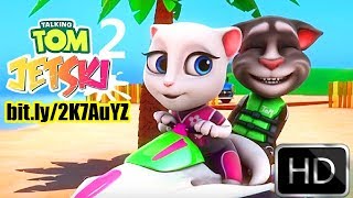 Colorful game - Talking Angela racing Jet ski Talking Tom on the beach - android gameplay screenshot 2