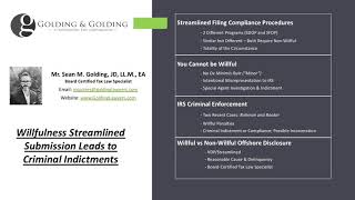 Criminal Charges for Falsifying Streamlined Filing Offshore Submission to IRS