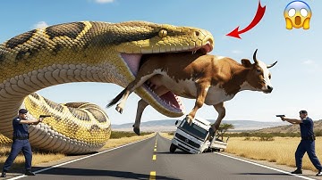 Brave Heroes Save Hyperactive Mother Cow from Giant Python