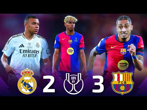 ملخص مباراة برشلونة وريال مدريد 3 2 نهائي كاس ملك اسبانيا 2025 تعليق فارس عوض
