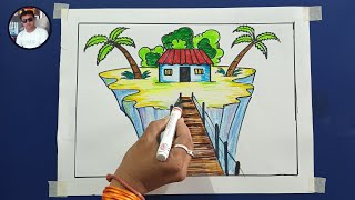 How To Draw Easy Scenery With Sketch Colour | Drawing Tutorial | By Kailash Prajapati |