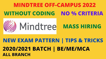 Mindtree Off-Campus 2020/2021 Batch | No Coding | No % Criteria | New Exam Pattern
