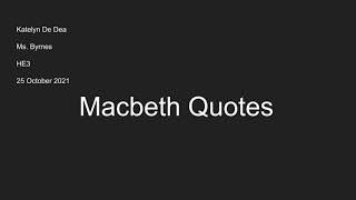Macbeth Quotes Project