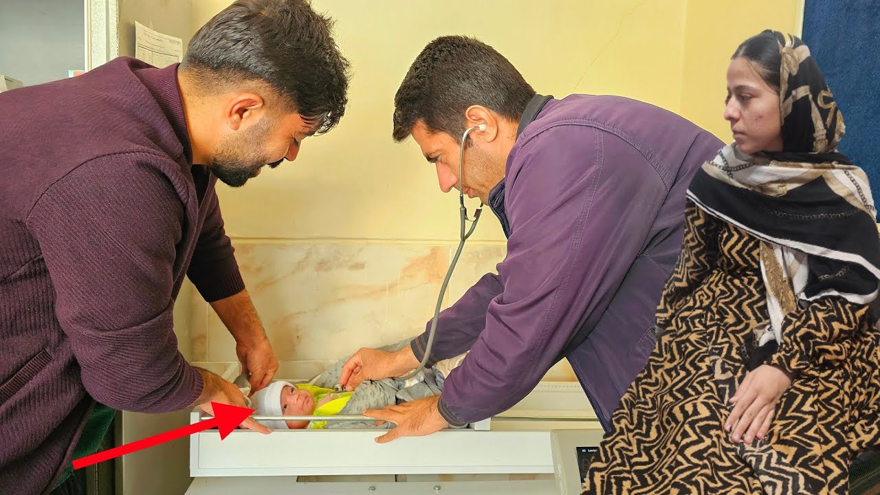 A Nomadic Father Caring for His Paralyzed Wife and Taking Their Newborn to the Doctor👶🩺  