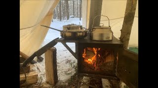 Winter camping: Hot Tent Overnight at -20 degrees. A Bushcraft Adventure