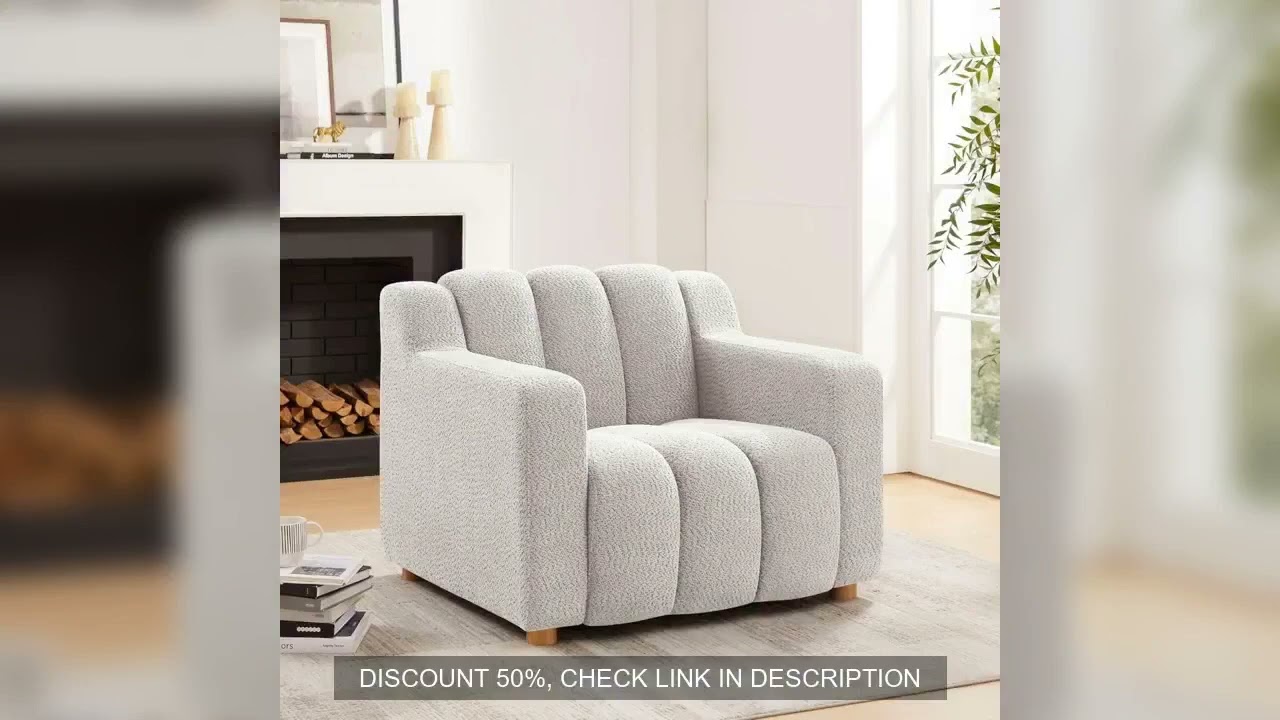 Oversized Accent Chair, Modern Living Room Chairs, Comfy Boucle Fabric Upholstered Armchair for Bedr