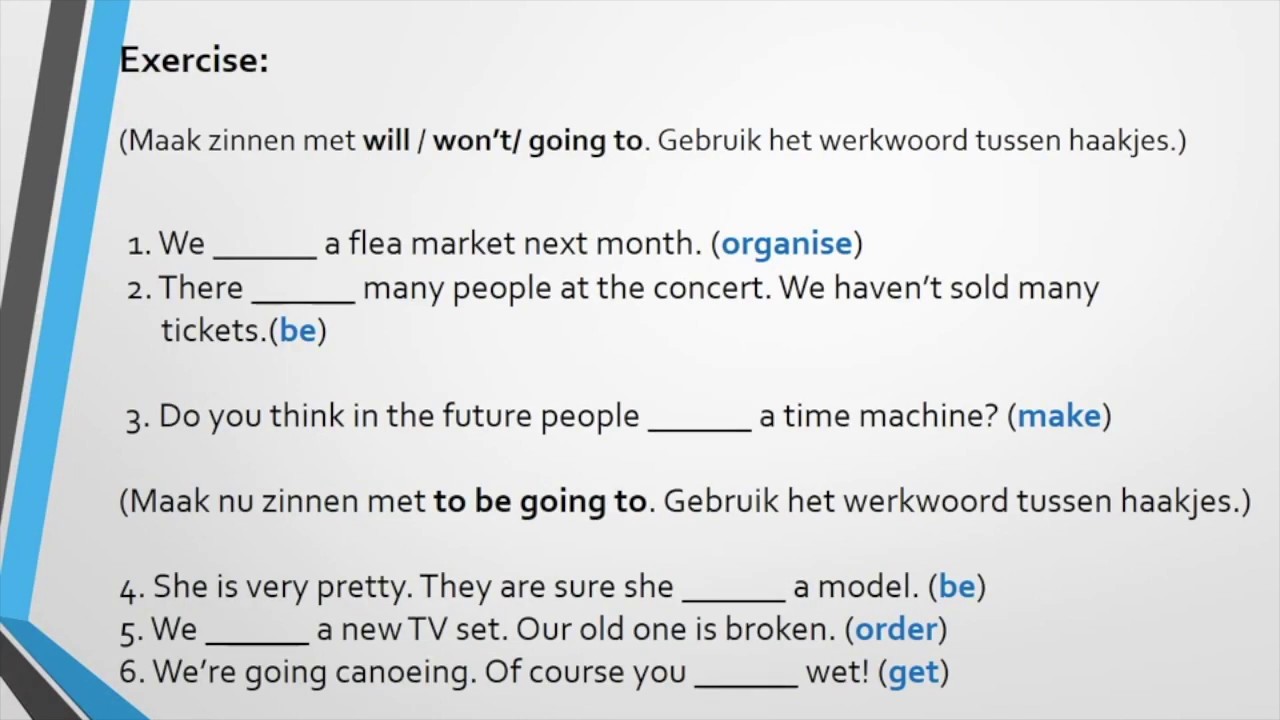 Engelse uitleg, toekomst, toekomende tijd, future met will and going to