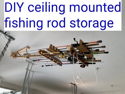DIY ceiling mounted fishing rod storage - YouTube DIY ceiling mounted fishing rod storage - YouTube