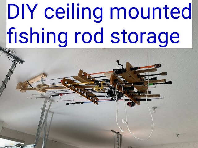 diy fishing rod holder for ceiling Metal Rack (Attaches to Ceiling) 9 Pole Rack Fishing rod storage racks made with aluminum Ceiling Mounted Rod Holder Plans