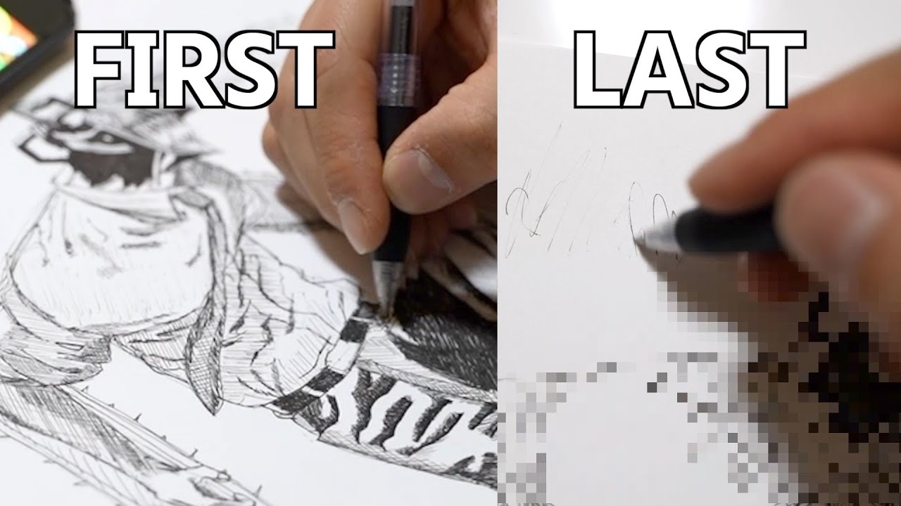 新品ボールペンの「インクが切れるまで」お絵描きし続けたらどのくらい上達する?