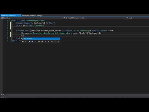 Vb .Net Intermediate Level: Repair Shop DB - Edit Customer Form 22/33