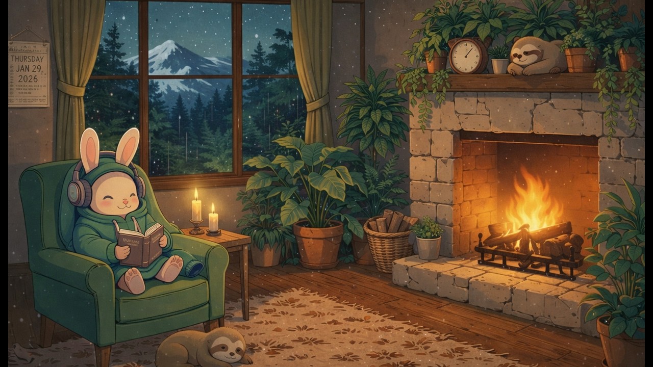 Warm Fireplace Lofi 🔥Warm Chill Beats for Study, Focus & Relaxing 🐾