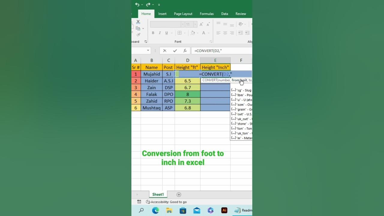 how-to-convert-foot-into-inch-in-excel-convert-formula-shorts