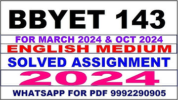 bbyet 143 solved assignment 2023-24 | bbyet 143 solved assignment in english 2024 | bbyet 143 2024