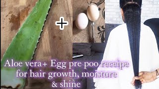 😲See how I use Aloe vera+Egg to pre poo her 4c long!! Natural hair, the result is shocking 😲