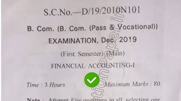 2019 Cblu BCom Pass 1st Sem Financial Accounting Question Paper