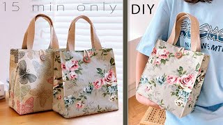 Eco Diy Tote Bag Sewing From Cloth. Simple Cotton Lunch Bag Craft.