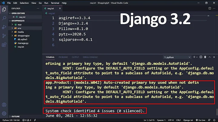 Fix Django 3.2 AutoField Primary Key issue (Hindi)