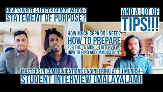 Masters In Communications Engineering At Tu Munich- Student Interview Malayalam