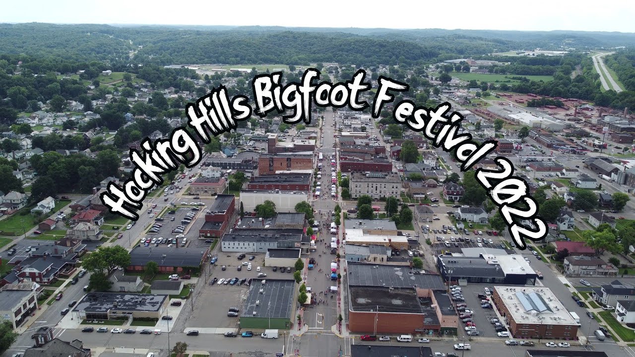 The Hocking Hills Bigfoot Festival in Logan Ohio August 56, 2022 drone