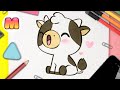 COMO DIBUJAR UNA VACA KAWAII - Dibujos kawaii faciles - Como dibujar animales kawaii