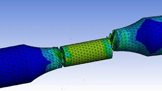 Equivalent Stress generated in a Torsion test of a specimen in ANSYS Workbench.