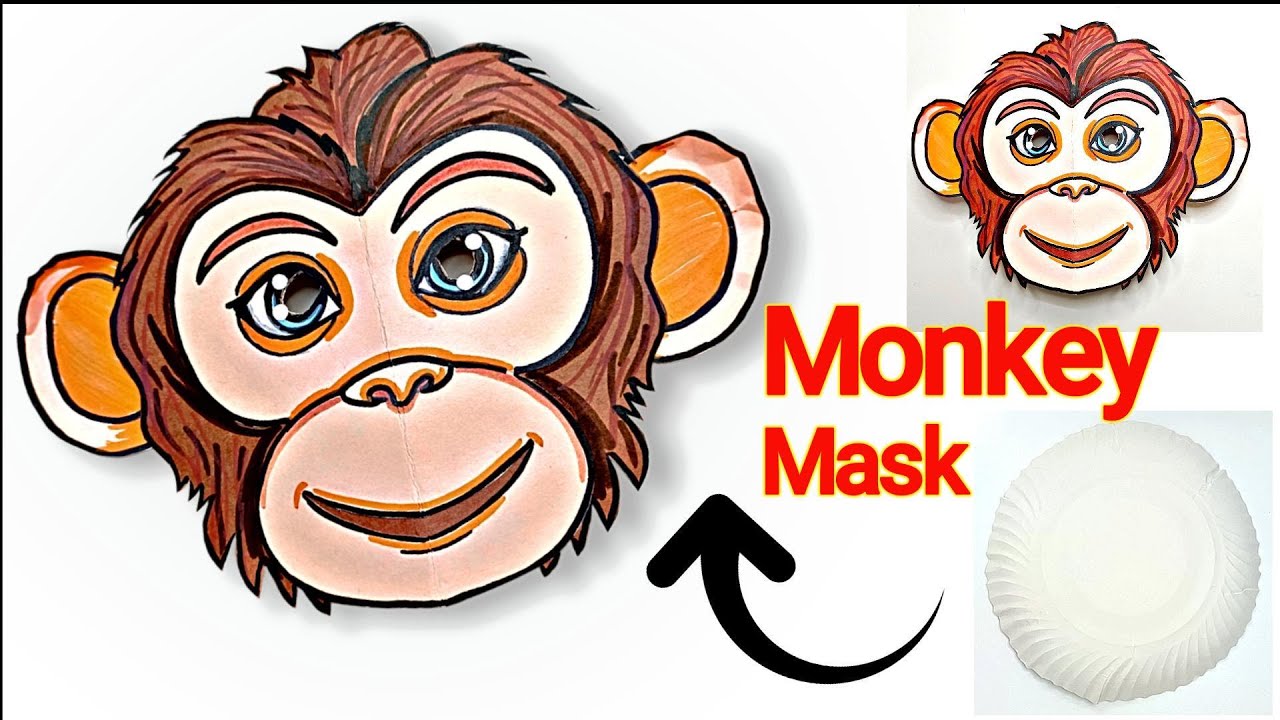 monkey mask making with paper | monkey craft | monkey costume | animal mask making