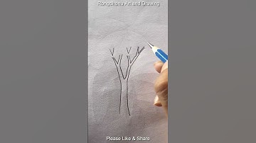 Tree Drawing Idea with V Letter Shape #shorts