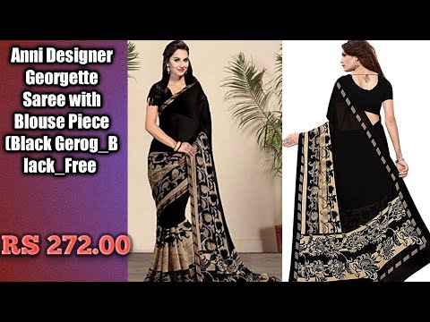 Anni Designer Georgette Saree with Blouse Piece (Black Gerog_Black_Free Size)