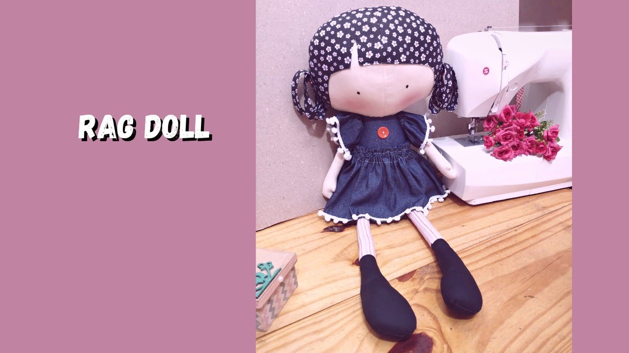 🔴 como fazer uma boneca de pano tilda  Rag doll com cabelo sem zigzag e sem termocolante