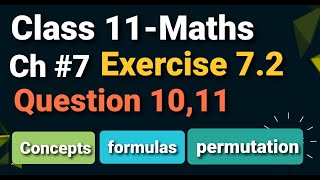 1st year Exercise 7.2 class 11 maths Question 10,11 Chapter 7 in Urdu and Hindi