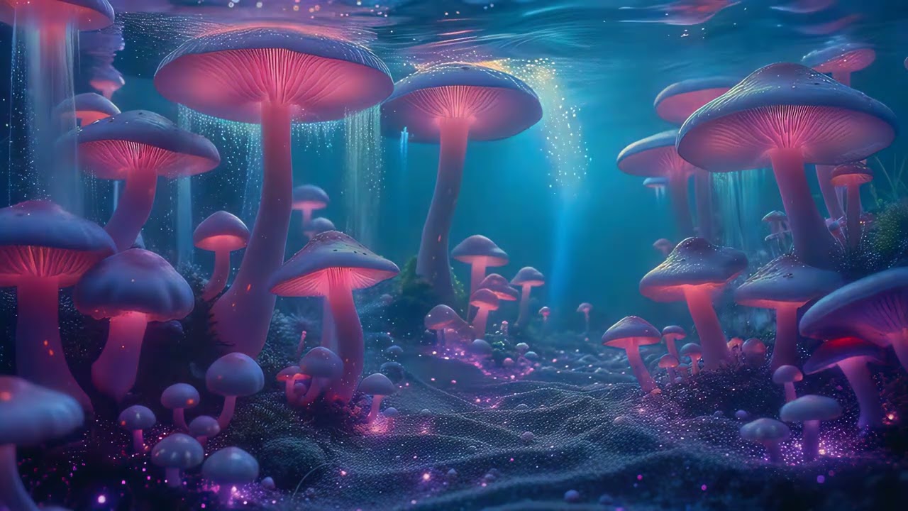 10 hours Blue Underwater Mushroom Forest Screensaver 4K UHD 60fps Windows 10 VJ Loop