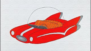 How to easy drawing Flying car - Paiting