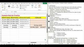 Date & Time Functions TODAY, NOW, DATEDIF