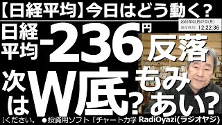 【日経平均－今日はどう動く？】日経平均は－236円(反落)この後は「W底」か「もみあい」か？　週末に発表された米雇用統計は強く、金利が上昇し株式市場は、ややネガティブに反応した。日経も軟調。この後は？