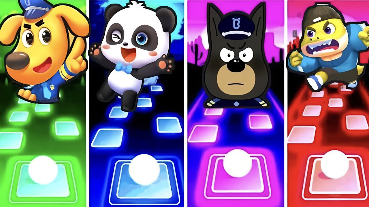 Sheriff Labrador And Babybus Vs Police Officer Vs Bad Guy Broke I Tiles Hop EDM Rush Games