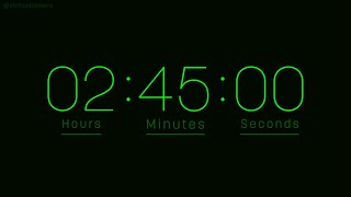 2 Hours and 45 Minutes Countdown Timer with Alarm & Time Markers / Chapters - Rounded Green