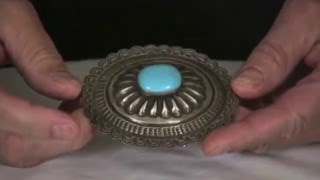 Navajo Sterling Silver & Tyrone Turquoise Buckle by Ray Adakai (#01)