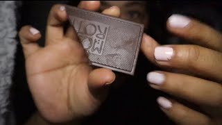 ASMR CHOCOLATE TAPPING (whispering, mouth sounds, eating) w/ blue yeti!