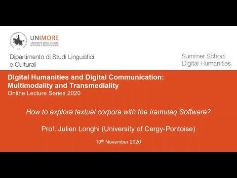 How to explore textual corpora with the Iramuteq Software - Prof  Julien Longhi