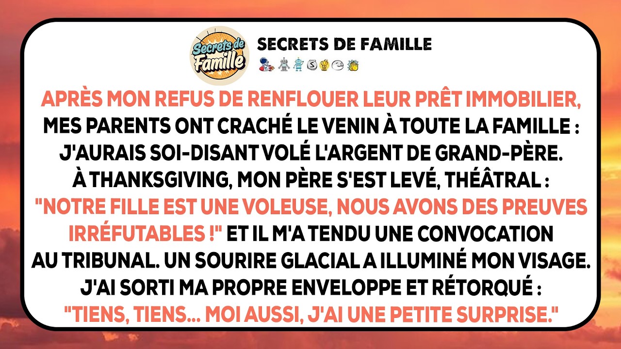 Mes parents m'ont traité de voleur à Thanksgiving - puis j'ai ouvert mon enveloppe devant 30 membres