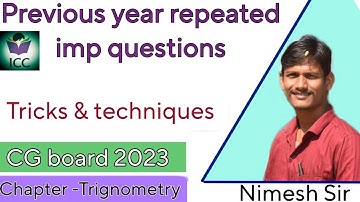 Trigonometry || Class 10th CG Board 2023 || #All Previous Years Most IMP Question  || @Nimesh sir